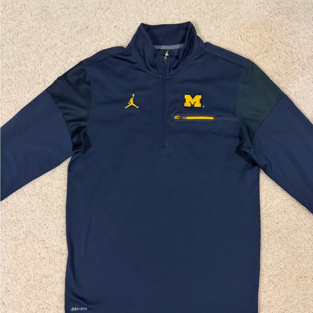 Jordan Michigan U of M Navy Dri-Fit  Quarter-Zip Pullover (men’s small)